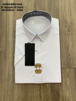 ÁO SƠ MI TRẮNG NGẮN TAY BAMBOO KHÔNG TÚI AS230047N vân