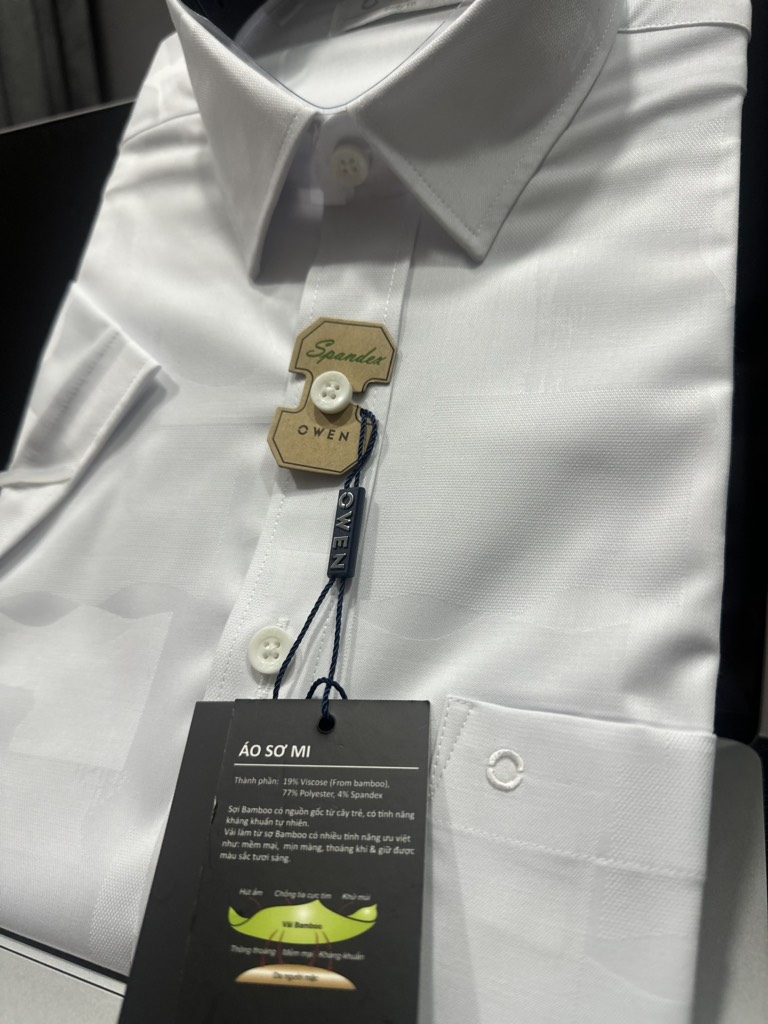 ÁO SƠ MI TRẮNG NGẮN TAY BAMBOO CÓ TÚI AB240526NT HỌA TIẾT - Ảnh 5
