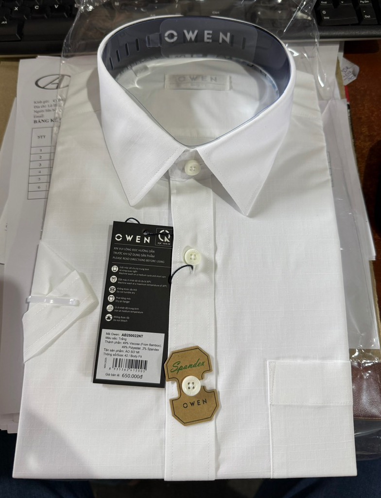 ÁO SƠ MI TRẮNG NGẮN TAY BAMBOO AB250022NT