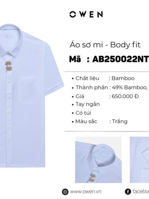 Alternative view of ÁO SƠ MI TRẮNG NGẮN TAY BAMBOO AB250022NT