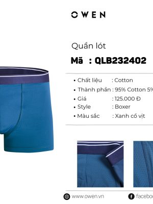 QUẦN LÓT BOXER XANH CỔ VỊT QLB232402