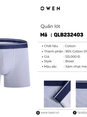 QUẦN LÓT BOXER XÁM NHẠT QLB232403