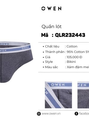 QUẦN LÓT TAM GIÁC XÁM ĐẬM QLR232443