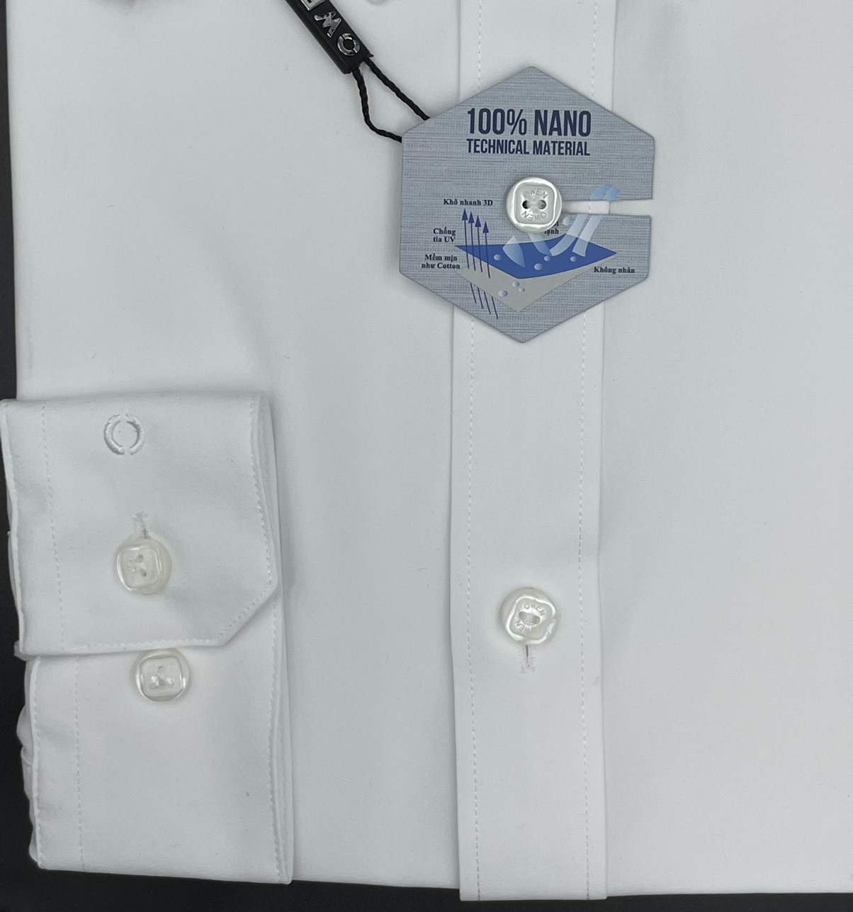 ÁO SƠ MI TRẮNG DÀI TAY NANO CÓ TÚI AR230315DT - Ảnh 3