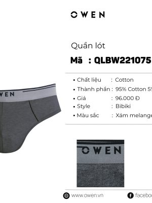 QUẦN LÓT TAM GIÁC XÁM NHẠT QLBW221075