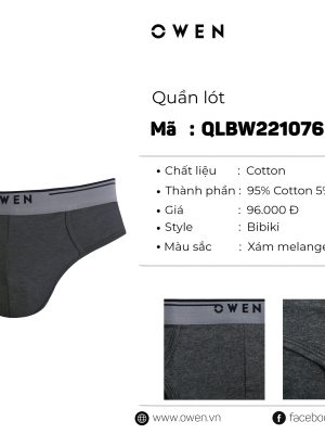 QUẦN LÓT TAM GIÁC XÁM ĐẬM QLBW221076