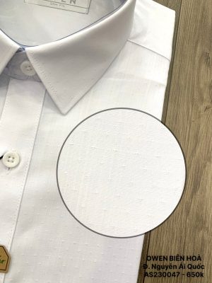 Alternative view of ÁO SƠ MI TRẮNG NGẮN TAY BAMBOO KHÔNG TÚI AS230047N vân