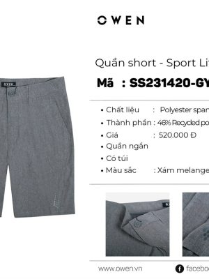 Alternative view of QUẦN SHORT SS231420-GY