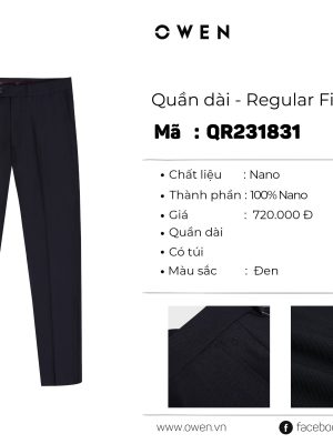 QUẦN TÂY ĐEN NANO GÂN QR231831