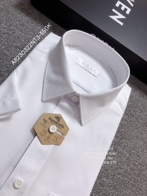 Alternative view of ÁO SƠ MI TRẮNG NGẮN TAY NANOCAFE CÓ TÚI AR230322NT3