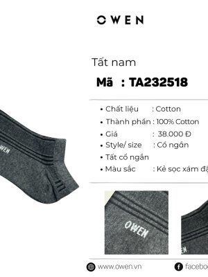 TẤT CỔ NGẮN XÁM ĐEN TA232518