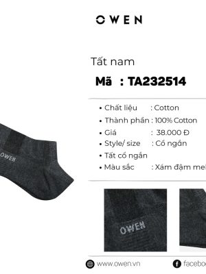 TẤT CỔ NGẮN XÁM ĐẬM TA232514