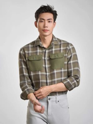 Alternative view of ÁO SƠ MI NỈ DÀI TAY AJ240723DT