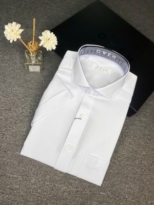 ÁO SƠ MI TRẮNG NGẮN TAY POLYESTER CÓ TÚI AB240319NT