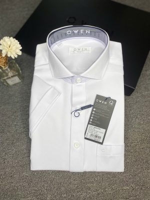 Alternative view of ÁO SƠ MI TRẮNG NGẮN TAY POLYESTER CÓ TÚI AB240319NT