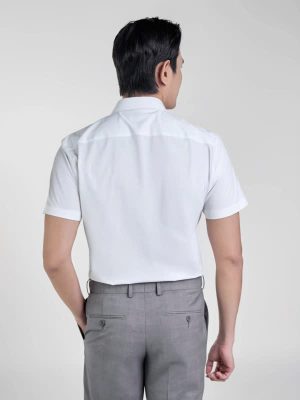 Alternative view of ÁO SƠ MI TRẮNG NGẮN TAY LENZING MODAL CÓ TÚI AB250009NT