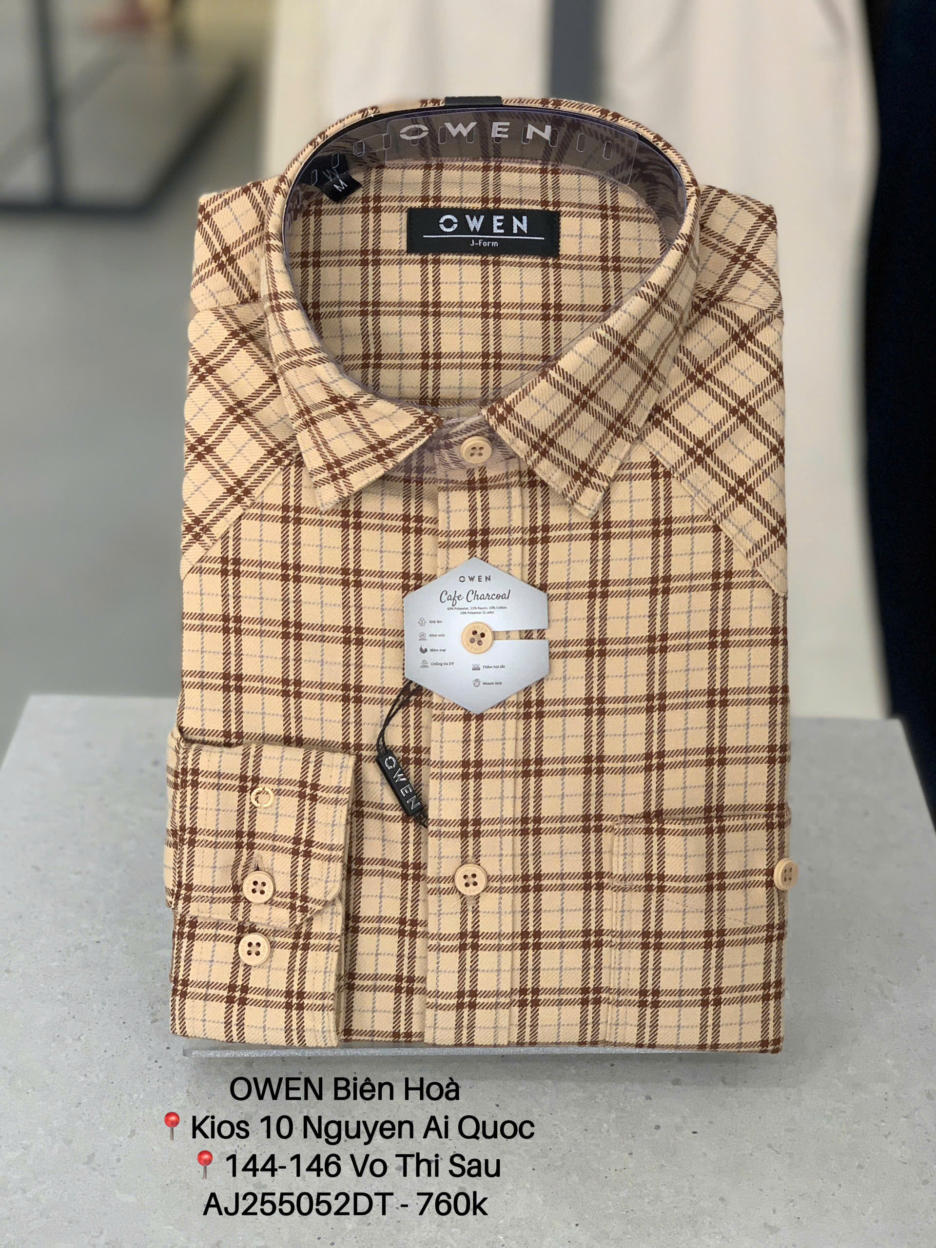 ÁO SƠ MI NỈ DÀI TAY AJ255052DT