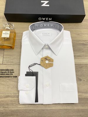 ÁO SƠ MI TRẮNG DÀI TAY CAFE CÓ TÚI AR230214DT gân
