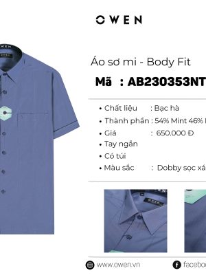 Alternative view of ÁO SƠ MI NGẮN TAY AB230353NT
